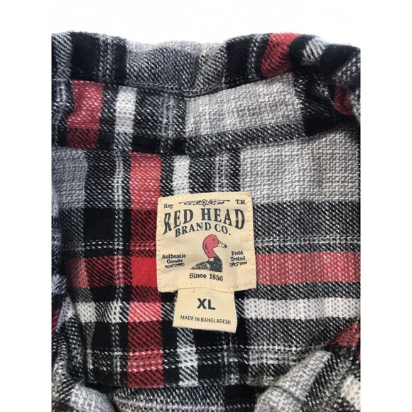 RED HEAD Men's XLarge Flannel Long Sleeve Shirt Red Plaid Cotton Bass Pro - Picture 4 of 8